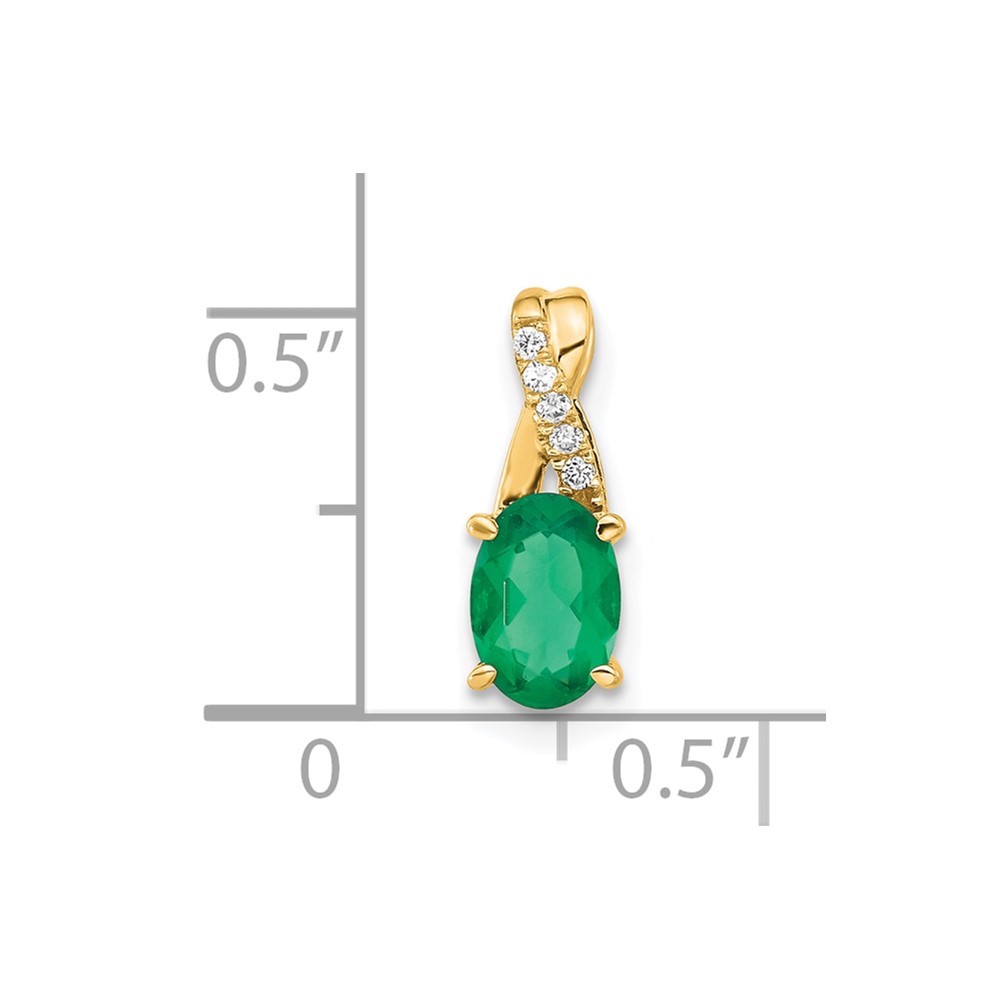 14K Oval Created Emerald and Diamond Pendant (PM4235-CEM-003-4YA)