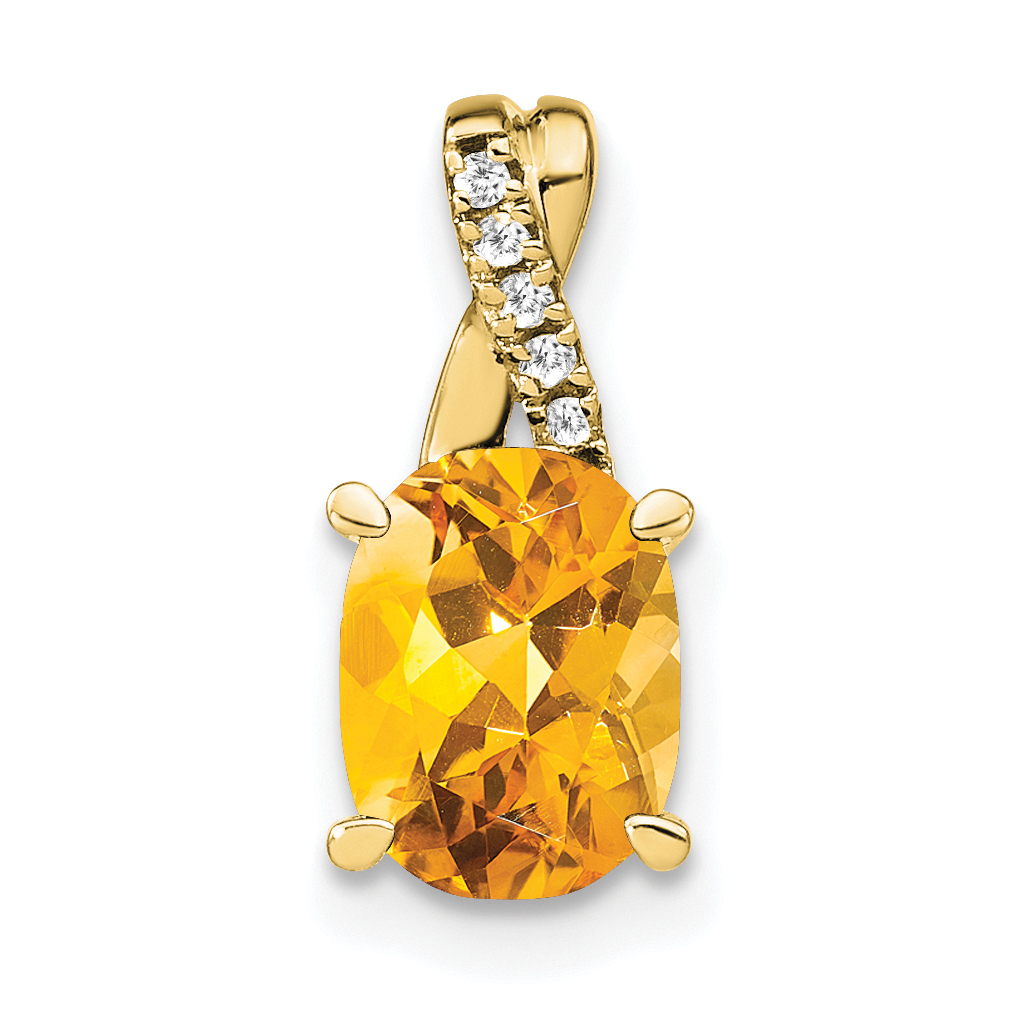 10k Oval Citrine and Diamond Pendant (PM4235-CI-003-1YA)