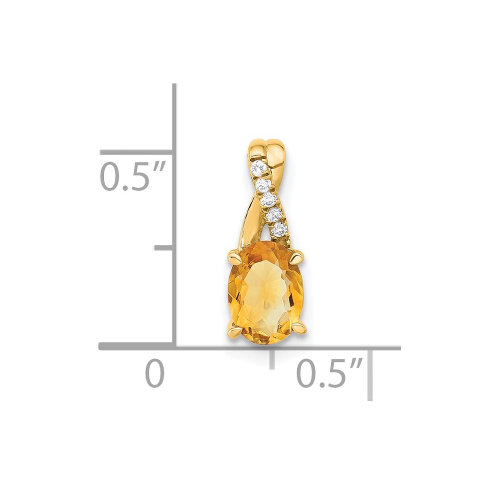14K Oval Citrine and Diamond Pendant (PM4235-CI-003-4YA)