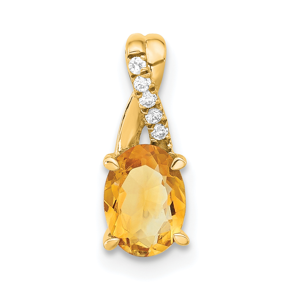 14K Oval Citrine and Diamond Pendant (PM4235-CI-003-4YA)