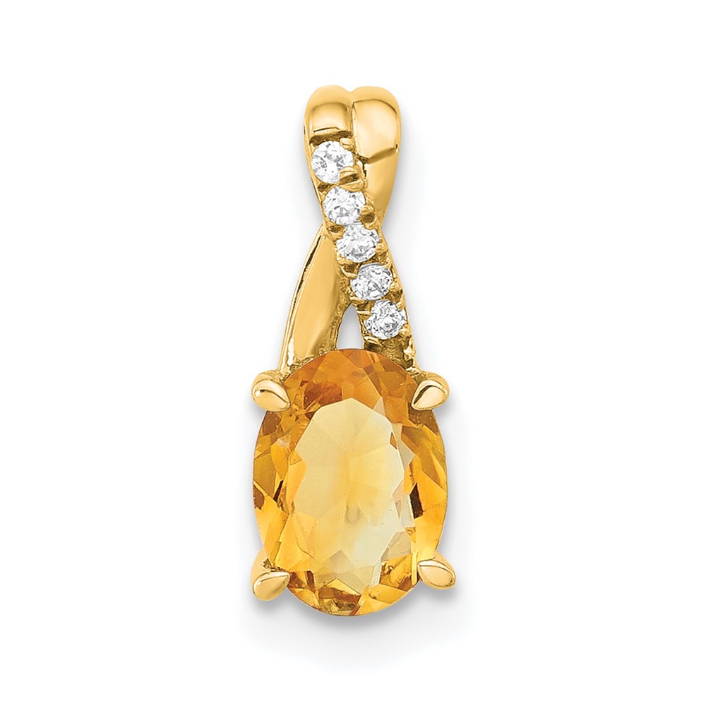 14K Oval Citrine and Diamond Pendant (PM4235-CI-003-4YA)