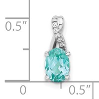Pure Serenity 14K White Gold.03 Carat Lab Grown Diamond VS SI+ G+ and Lab Created Paraiba Teardrop Pendant view 2