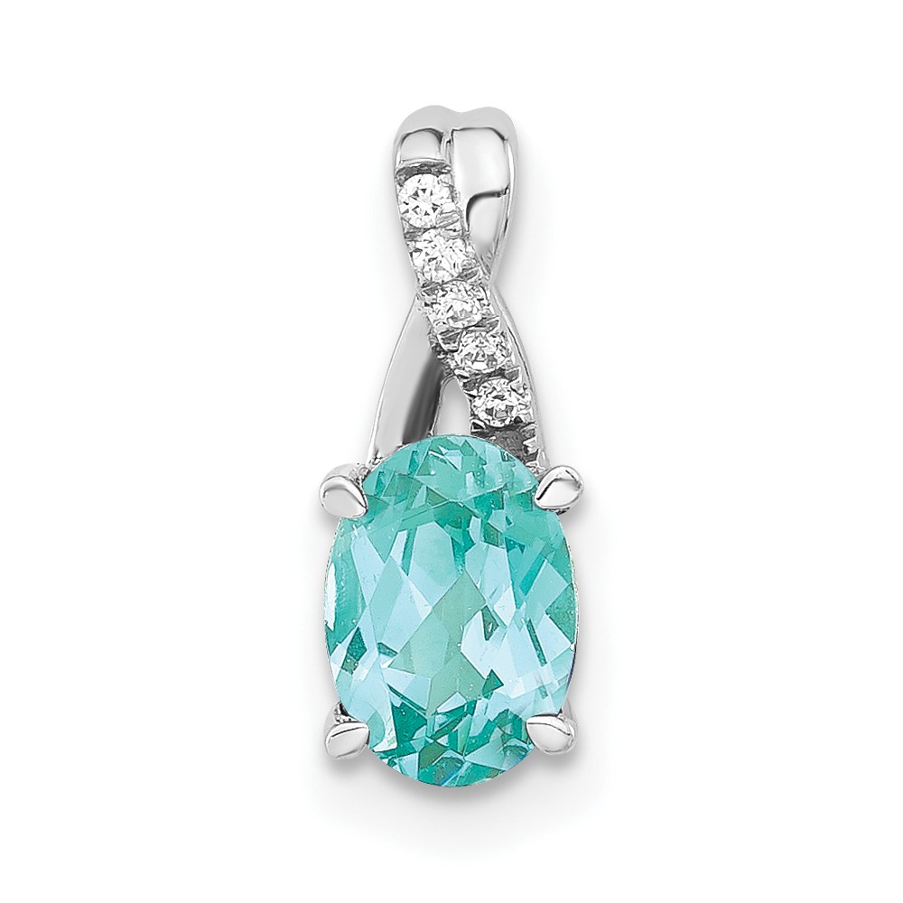 Pure Serenity 14k White Gold .03 carat Lab Grown Diamond VS/SI+ G+ and Lab Created Paraiba Teardrop Pendant (PM4235-CP-003-WLG)