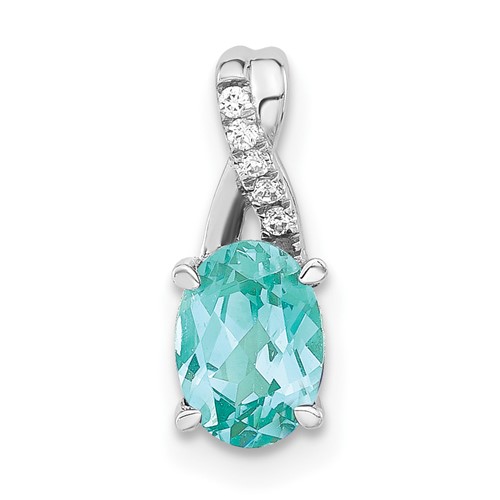 Pure Serenity 14K White Gold.03 Carat Lab Grown Diamond VS SI+ G+ and Lab Created Paraiba Teardrop Pendant
