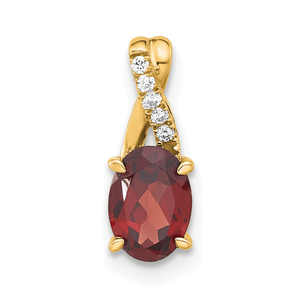 14K Oval Garnet and Diamond Pendant (PM4235-GA-003-4YA)
