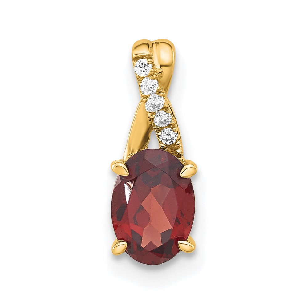 14K Oval Garnet and Diamond Pendant (PM4235-GA-003-4YA)