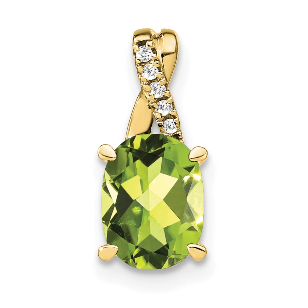 10k Oval Peridot and Diamond Pendant (PM4235-PE-003-1YA)