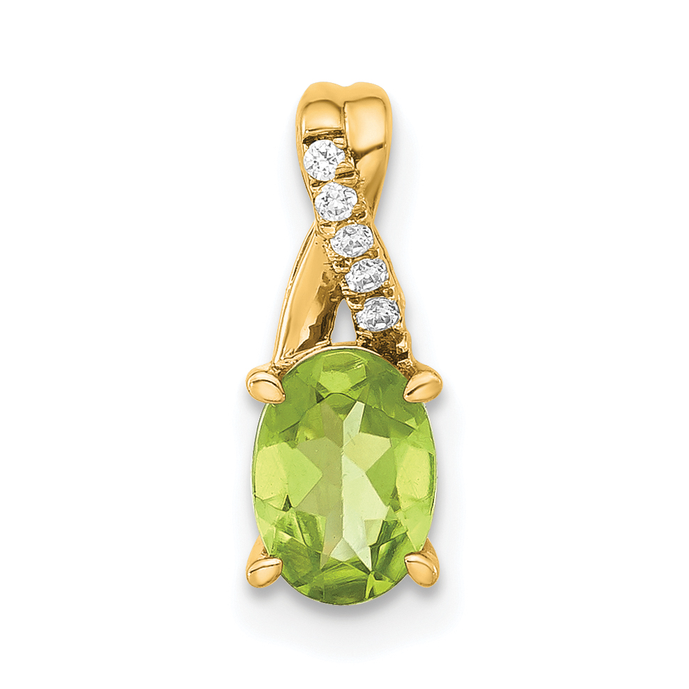14K Oval Peridot and Diamond Pendant (PM4235-PE-003-4YA)