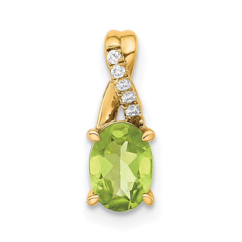 14K Oval Peridot and Diamond Pendant (PM4235-PE-003-4YA)