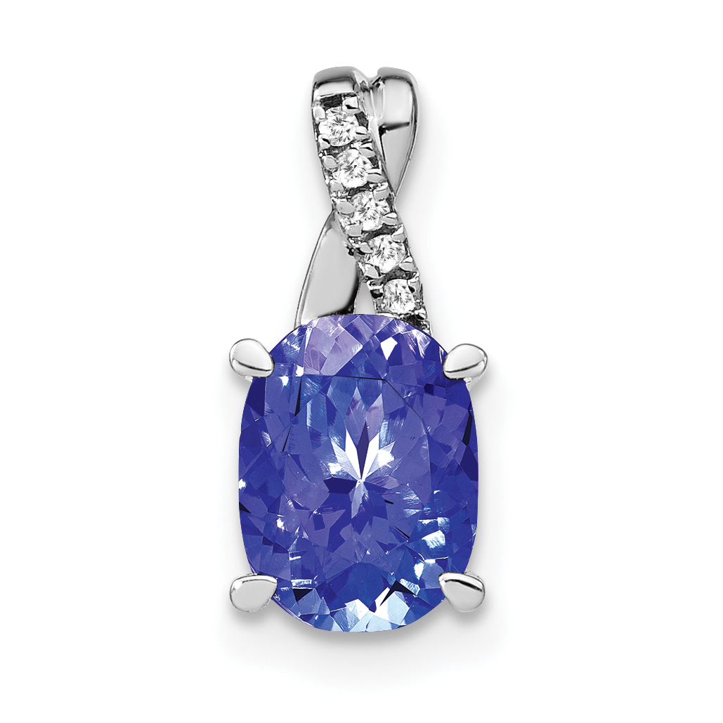 14k White Gold 7x5mm Oval Tanzanite and Diamond Pendant (PM4235-TZ-003-WA)