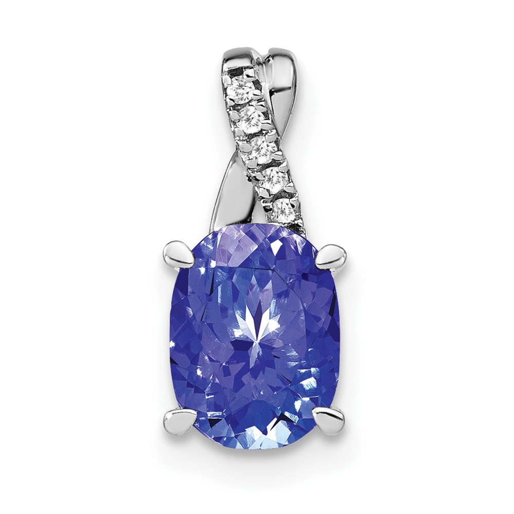 14k White Gold 7x5mm Oval Tanzanite and Diamond Pendant (PM4235-TZ-003-WA)