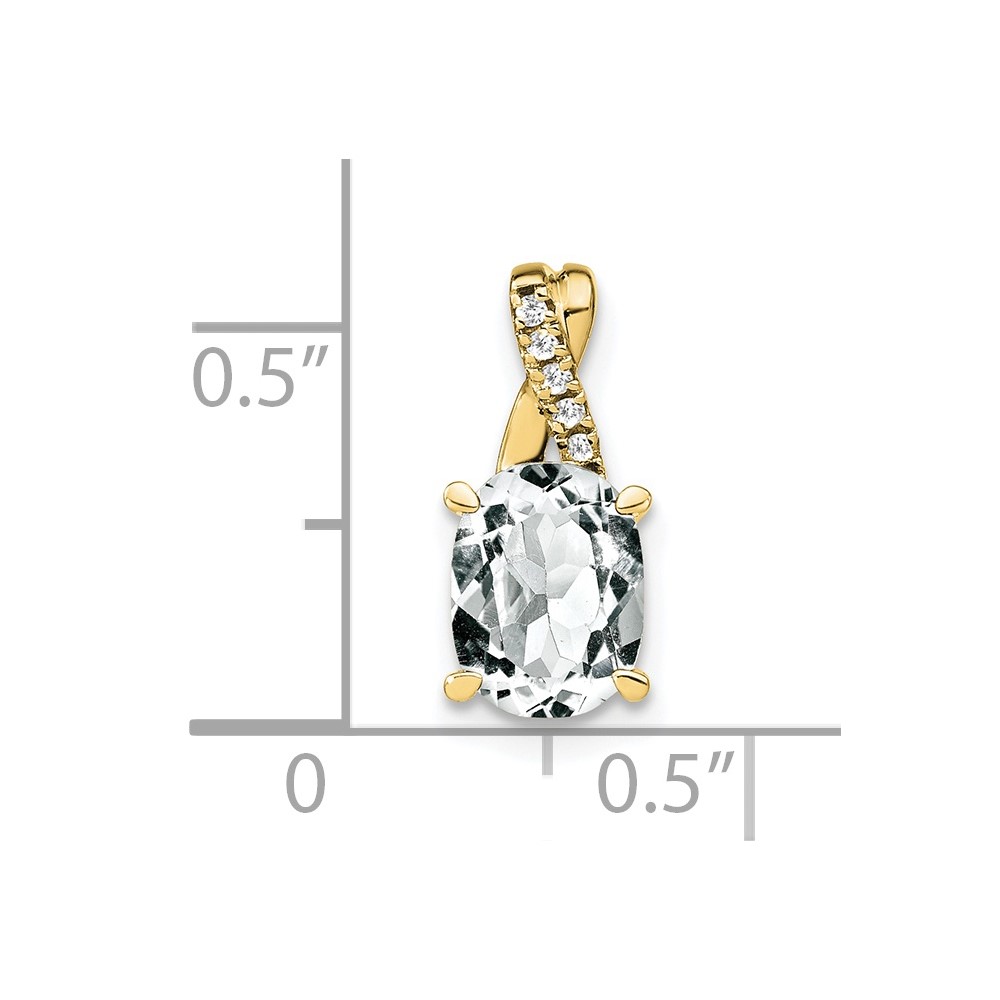 10k Oval White Topaz and Diamond Pendant (PM4235-WT-003-1YA)