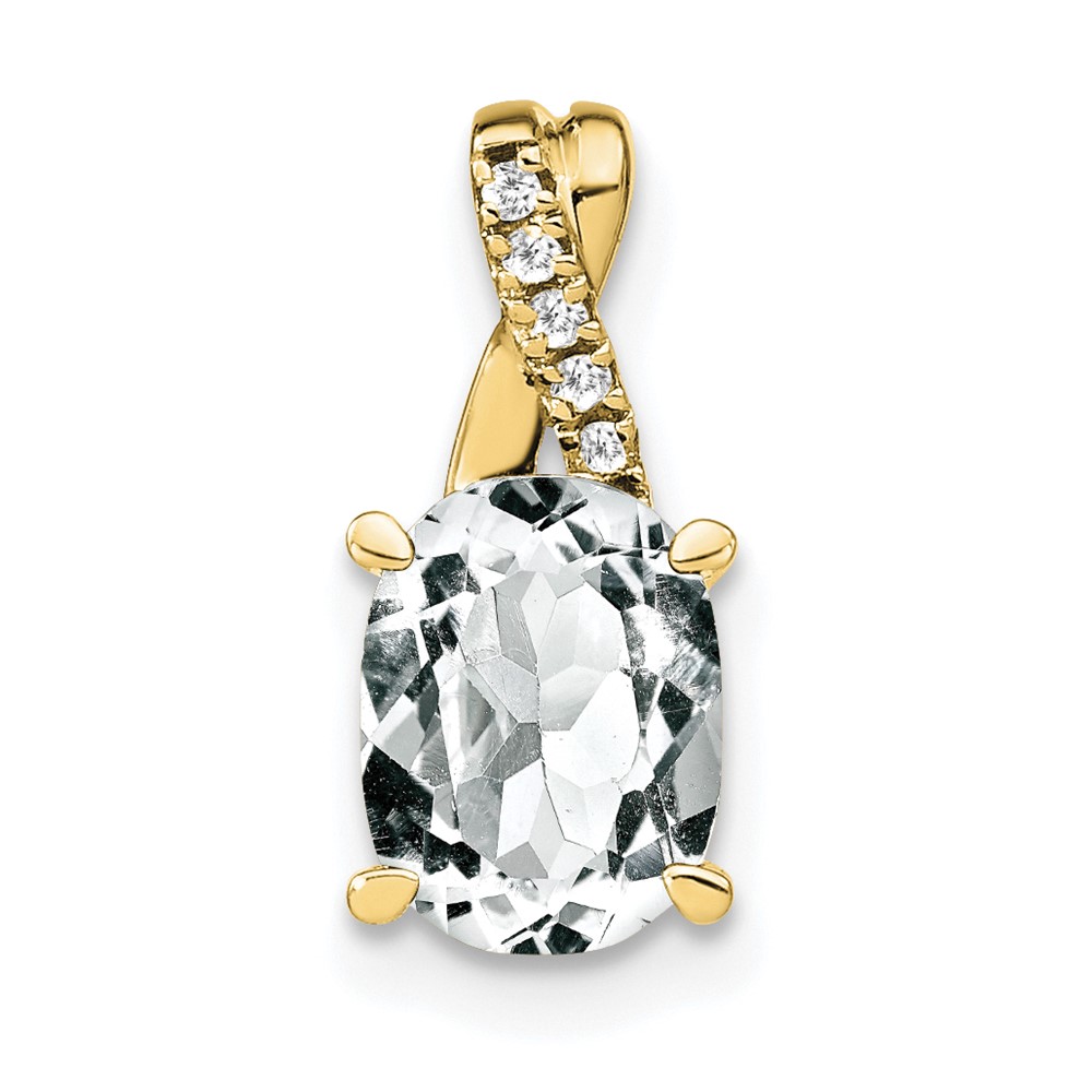 10k Oval White Topaz and Diamond Pendant (PM4235-WT-003-1YA)