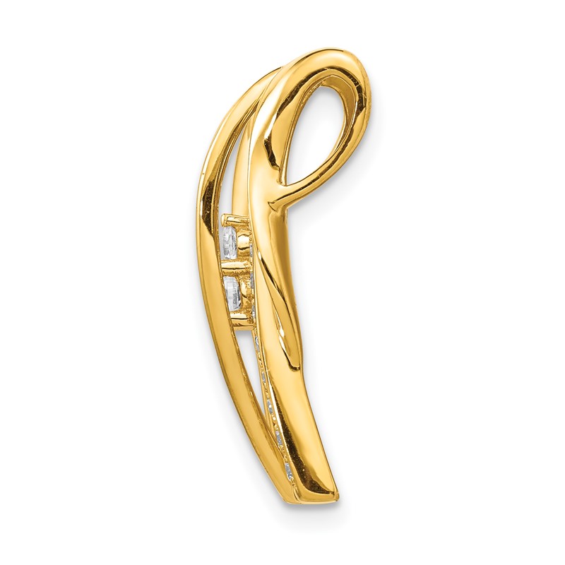 14k 3/8 carat Lab Grown Diamond VS/SI+ G+ Fashion Curve Bar Chain Slide Pendant