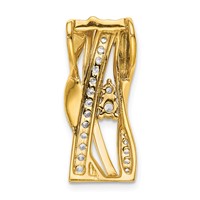 14K Yellow Gold 0.38 Carat Lab Grown Diamond VS SI+ G+ Fashion Curve Bar Chain Slide Pendant view 3