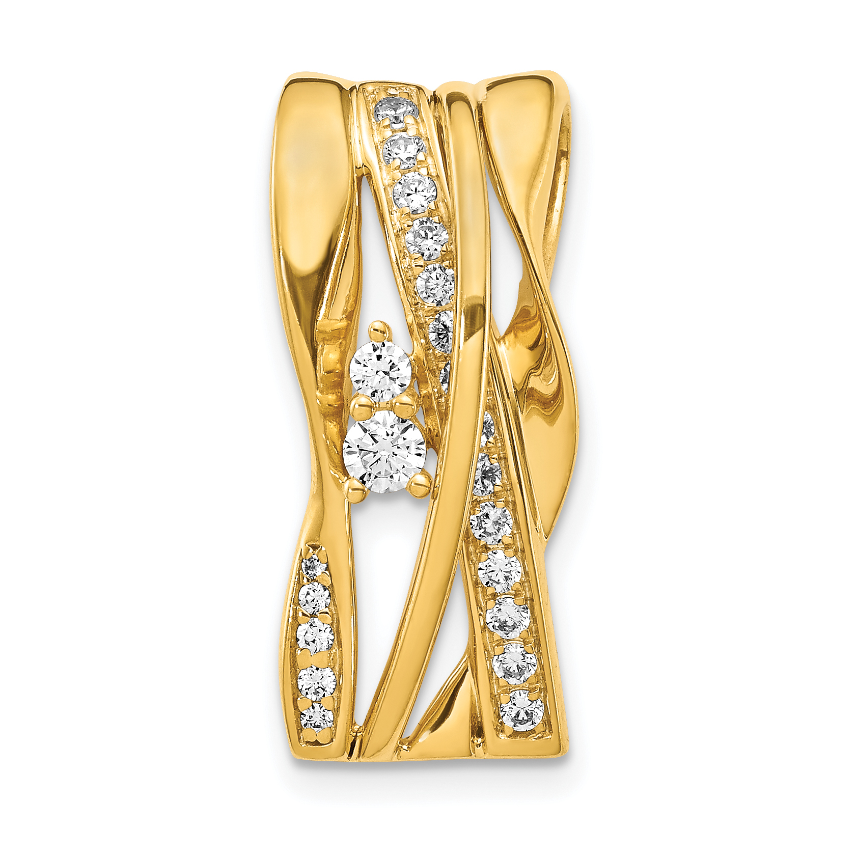 14k 3/8 carat Lab Grown Diamond VS/SI+ G+ Fashion Curve Bar Chain Slide Pendant (PM4248-038-YLG)