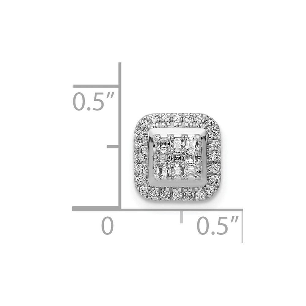 14k White Gold 1/4 carat Diamond Square Halo Cluster Chain Slide (PM4369-025-WA)