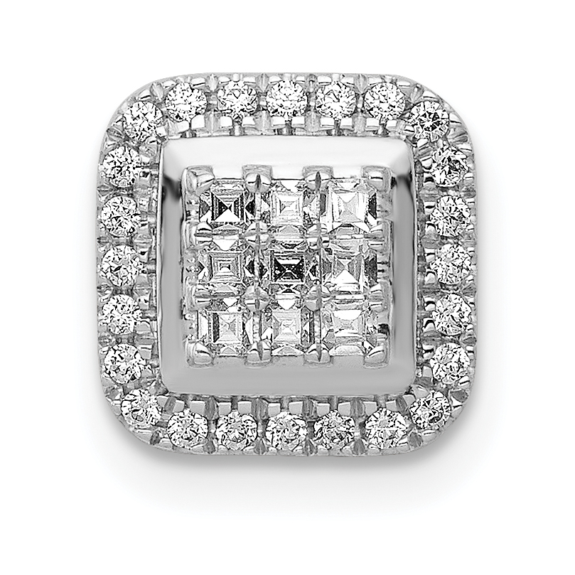 14k White Gold 1/4 carat Diamond Square Halo Cluster Chain Slide (PM4369-025-WA)