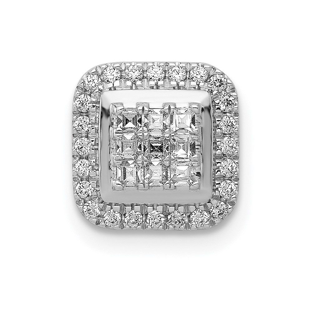 14k White Gold 1/4 carat Diamond Square Halo Cluster Chain Slide (PM4369-025-WA)