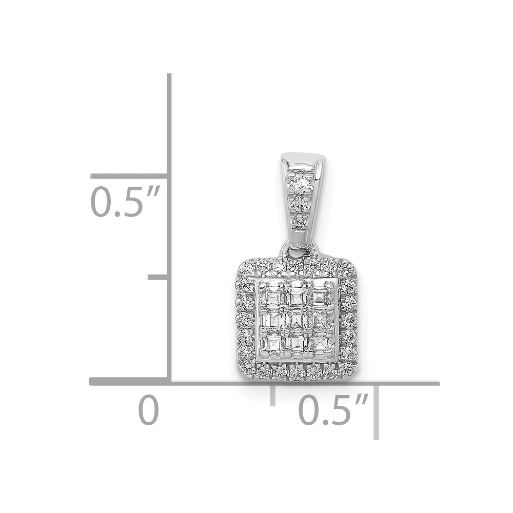 14k White Gold 1/4 carat Diamond Square Halo Cluster Pendant (PM4371-025-WA)
