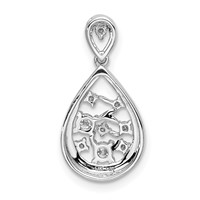 14K White Gold 0.20 Carat Lab Grown Diamond VS SI+ G+ Complete Cluster Double Teardrop Pendant view 3
