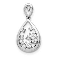 14K White Gold 0.20 Carat Lab Grown Diamond VS SI+ G+ Complete Cluster Double Teardrop Pendant view 1