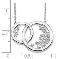 14K White Gold 0.75 Carat Lab Grown Diamond VS SI+ G+ Complete Interlocking Circle Necklace, 17.75" view 3