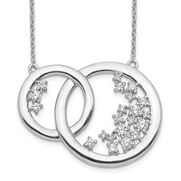 14K White Gold 0.75 Carat Lab Grown Diamond VS SI+ G+ Complete Interlocking Circle Necklace, 17.75" view 1