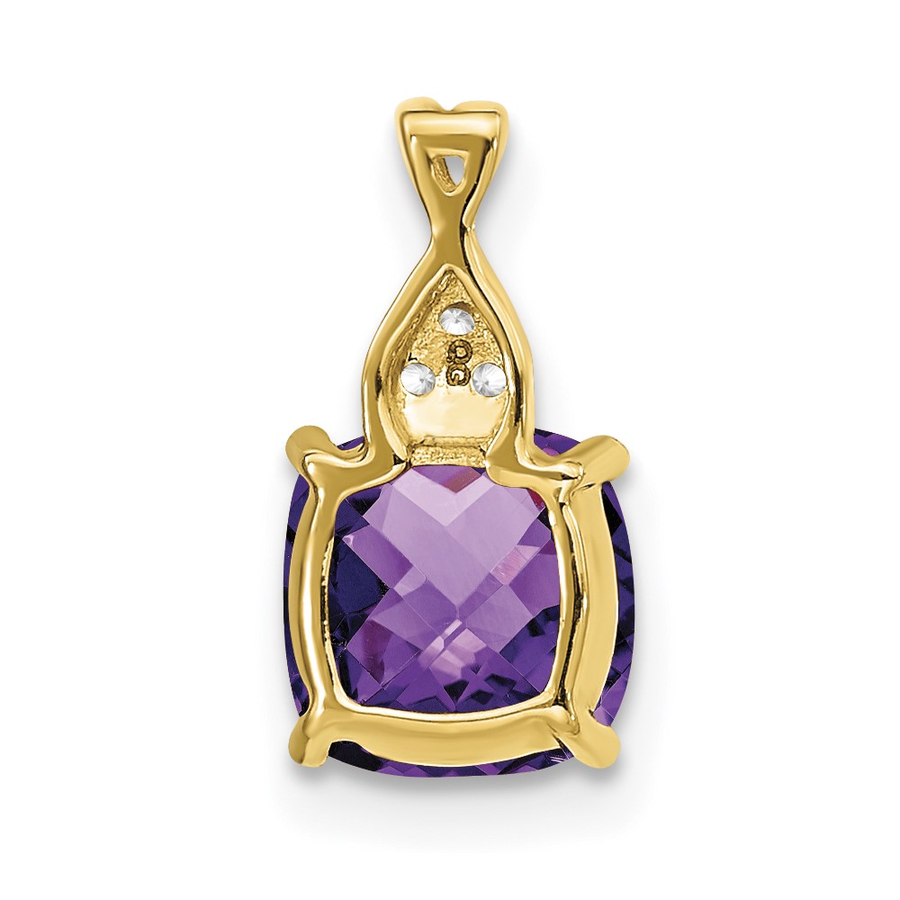 10k Checkerboard Amethyst and Diamond Pendant (PM4393-AM-003-1YA)