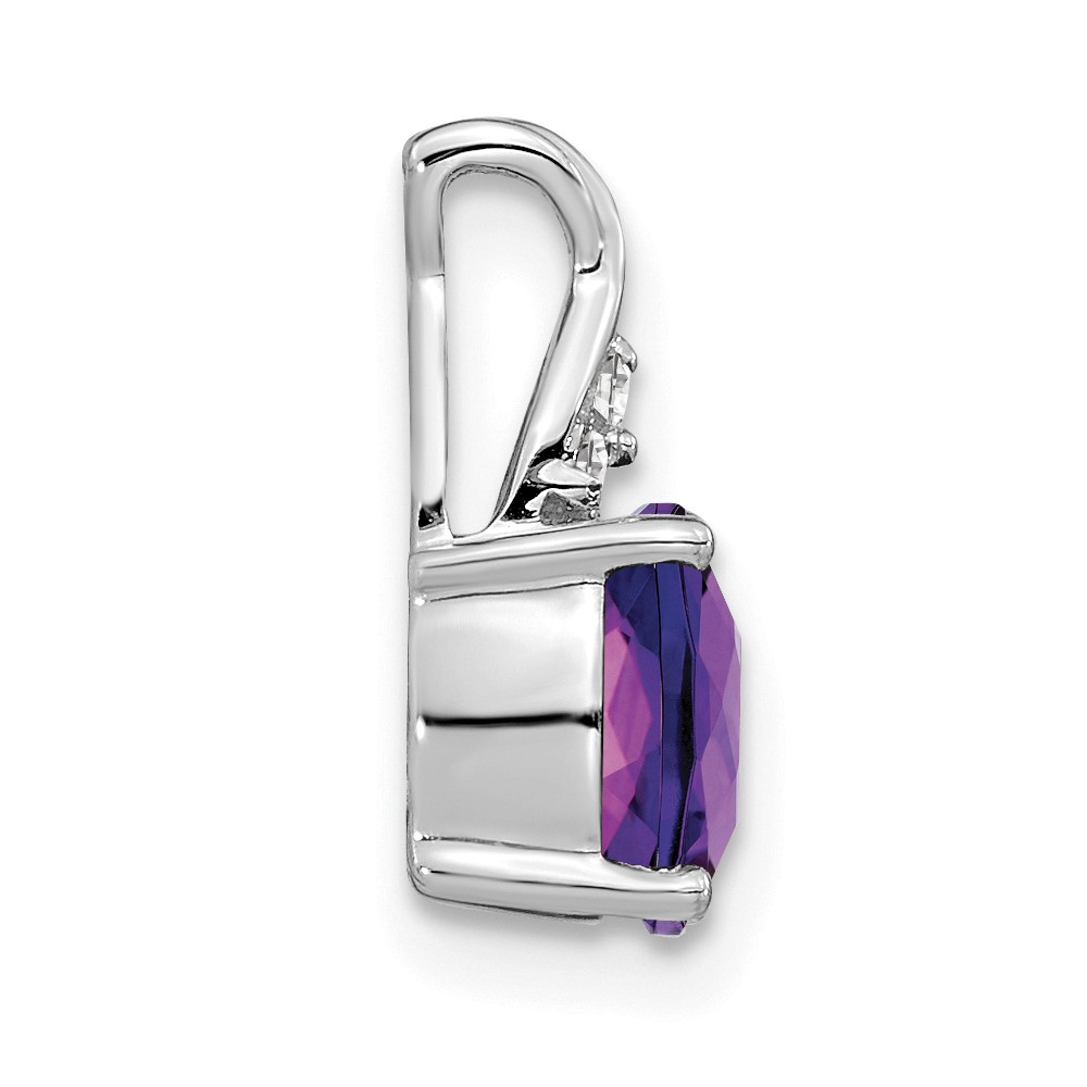 14K White Gold Checkerboard Amethyst and Diamond Pendant (PM4393-AM-003-WA)