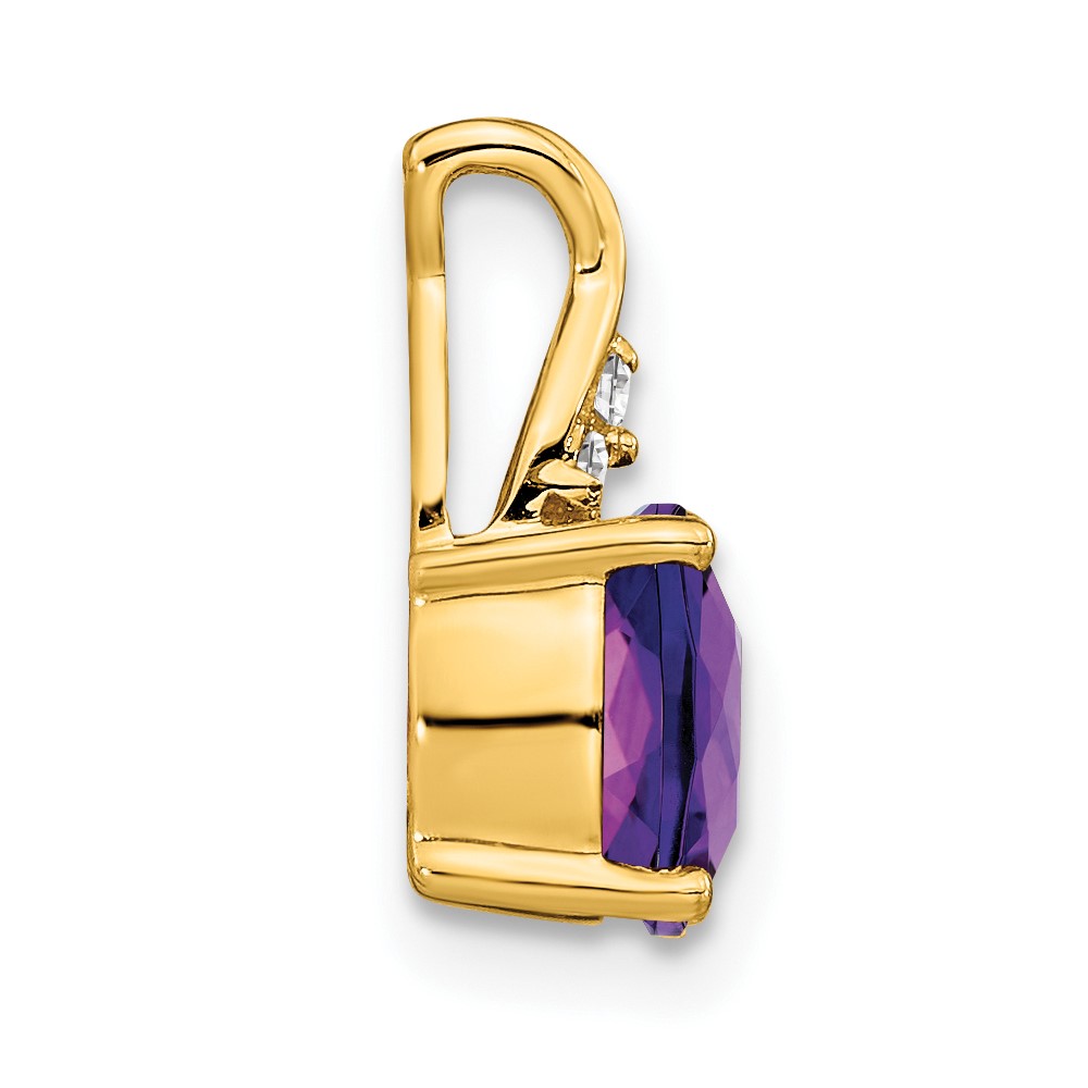 14k Checkerboard Amethyst and Diamond Pendant (PM4393-AM-003-YA)