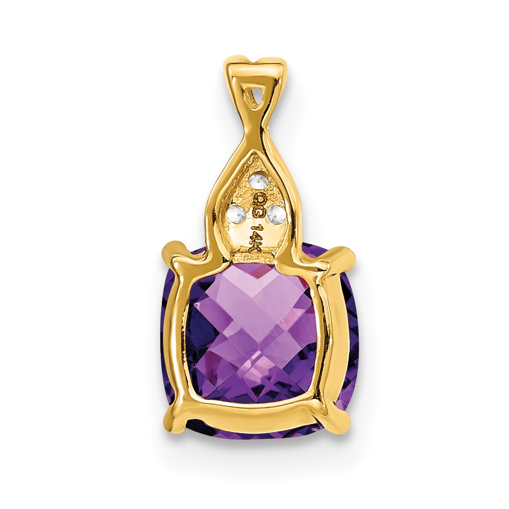 14k Checkerboard Amethyst and Diamond Pendant (PM4393-AM-003-YA)