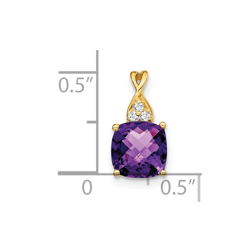 14k Checkerboard Amethyst and Diamond Pendant (PM4393-AM-003-YA)