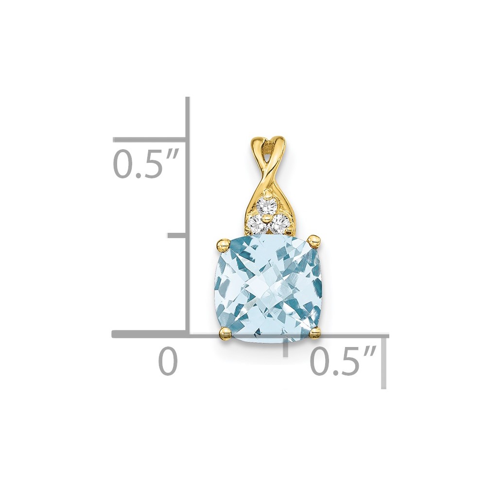 10k Checkerboard Aquamarine and Diamond Pendant (PM4393-AQ-003-1YA)