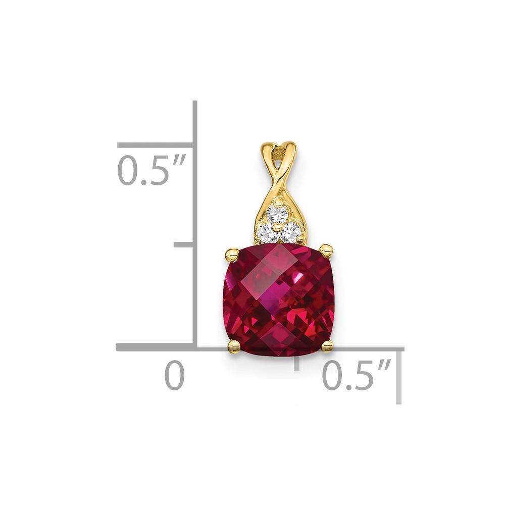 10k Checkerboard Created Ruby and Diamond Pendant (PM4393-CRU-003-1YA)