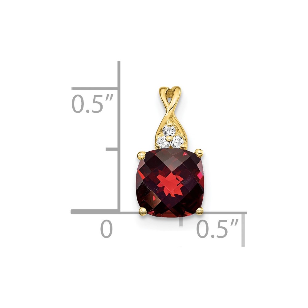 10k Checkerboard Garnet and Diamond Pendant (PM4393-GA-003-1YA)