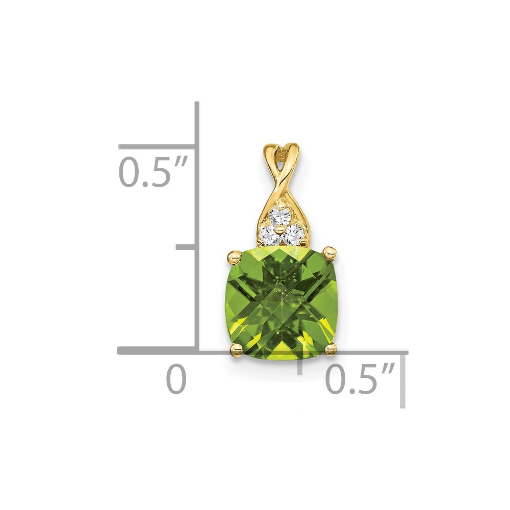 10k Checkerboard Peridot and Diamond Pendant (PM4393-PE-003-1YA)