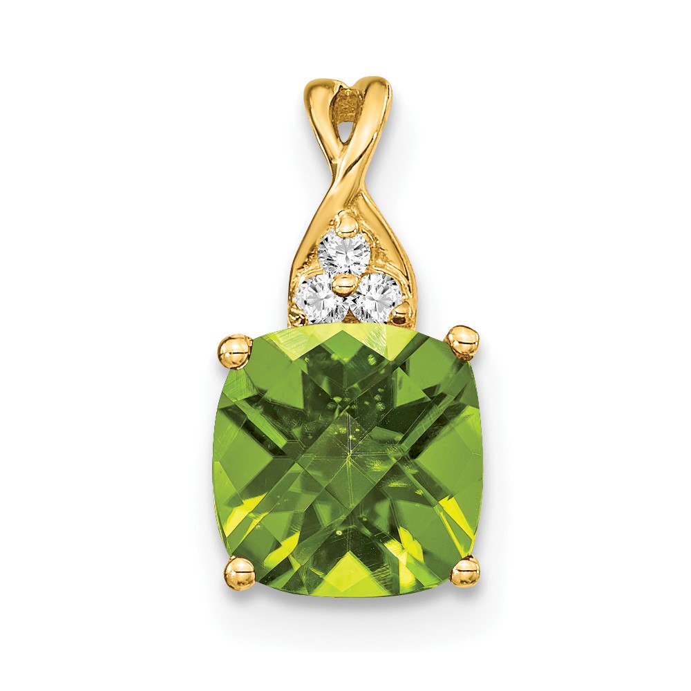 10k Checkerboard Peridot and Diamond Pendant (PM4393-PE-003-1YA)