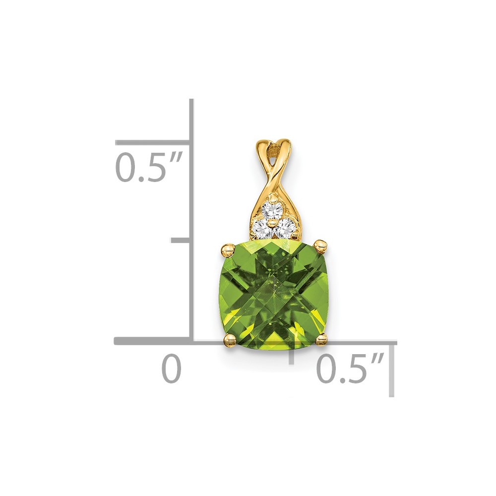 14k Checkerboard Peridot and Diamond Pendant (PM4393-PE-003-YA)