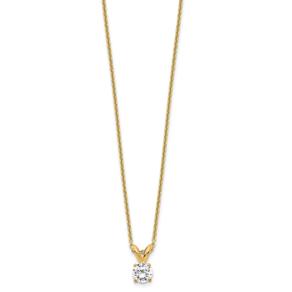 14k 1/4 carat Lab Grown Diamond VS/SI+ G+ Round Complete Four Prong 18 inch Solitaire Pendant Necklace (PM4396-025-LG-18)