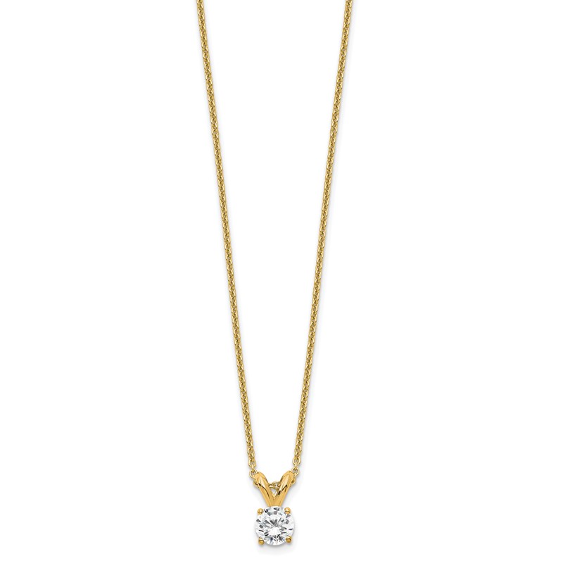 14k 1/4 carat Lab Grown Diamond VS/SI+ G+ Round Complete Four Prong 18 inch Solitaire Pendant Necklace