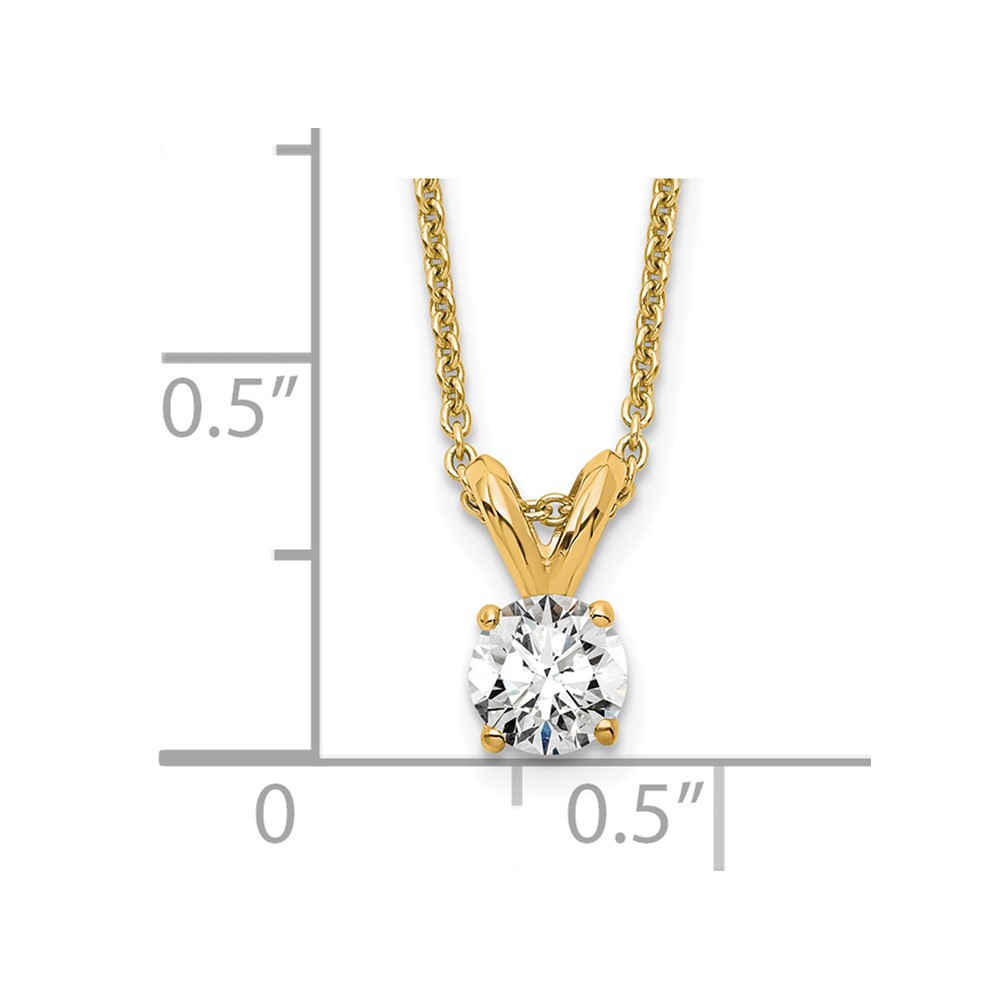 14k 1/4 carat Lab Grown Diamond VS/SI+ G+ Round Complete Four Prong 18 inch Solitaire Pendant Necklace (PM4396-025-LG-18)