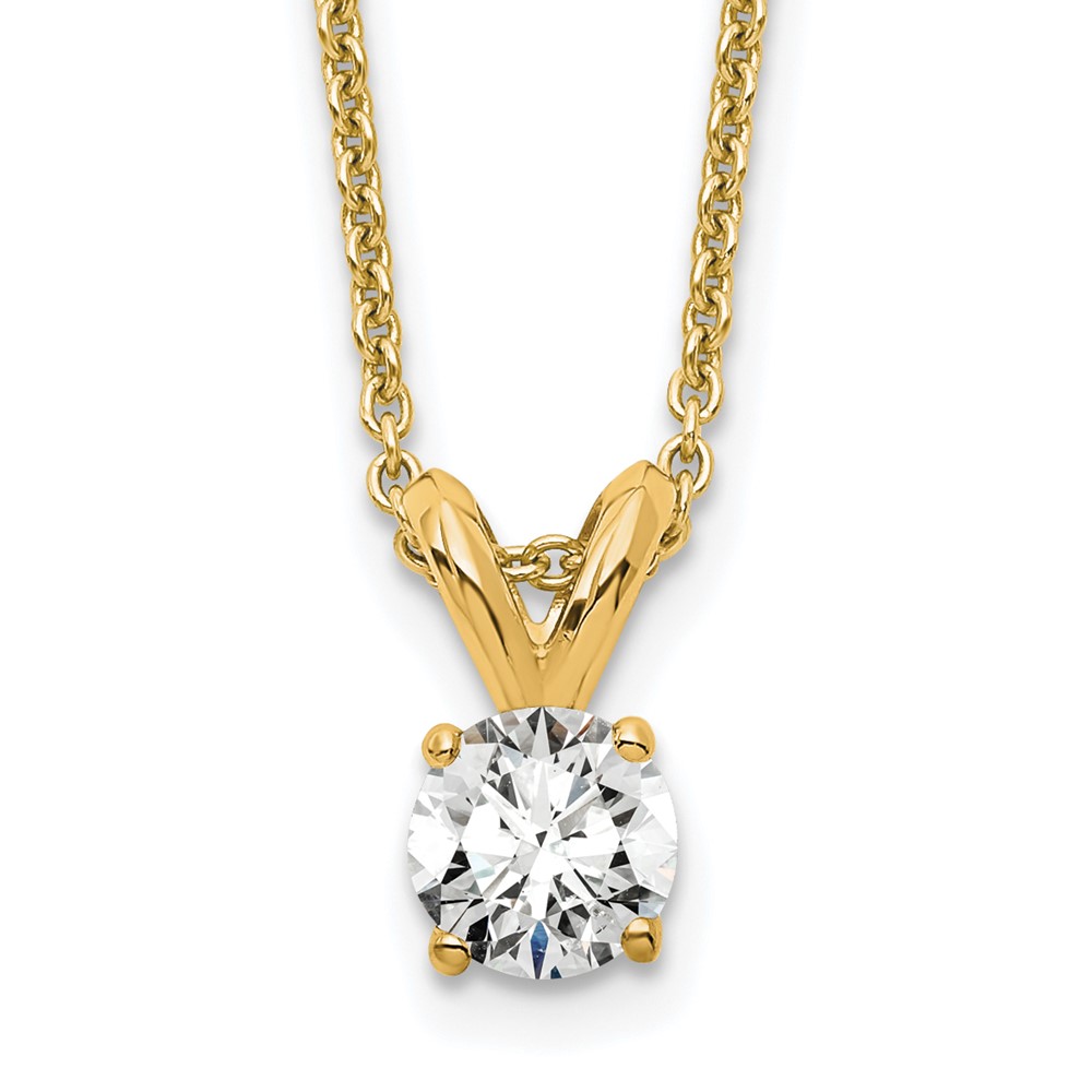 14ky 1/4ct. Round Lab Grown Diamond SI1/SI2, J, Solitaire Necklace