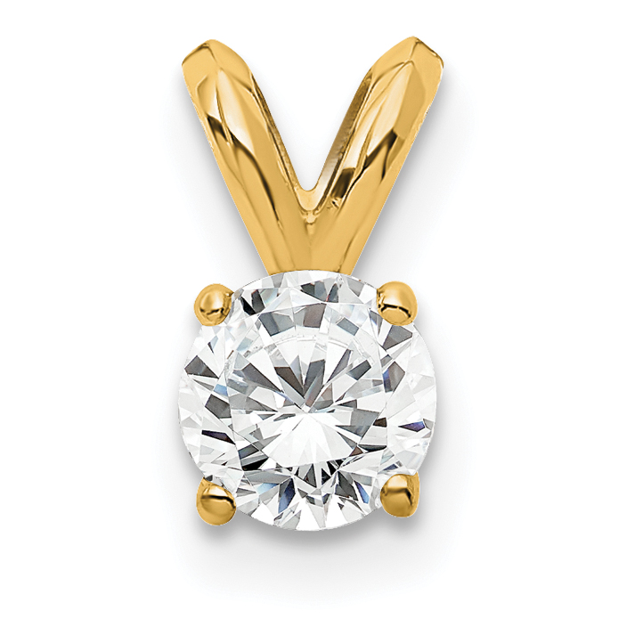 14k 1/4 carat Certified Lab Grown Diamond VS+ F+ Round Complete Four Prong Solitaire Pendant (PM4396-025C-LD)