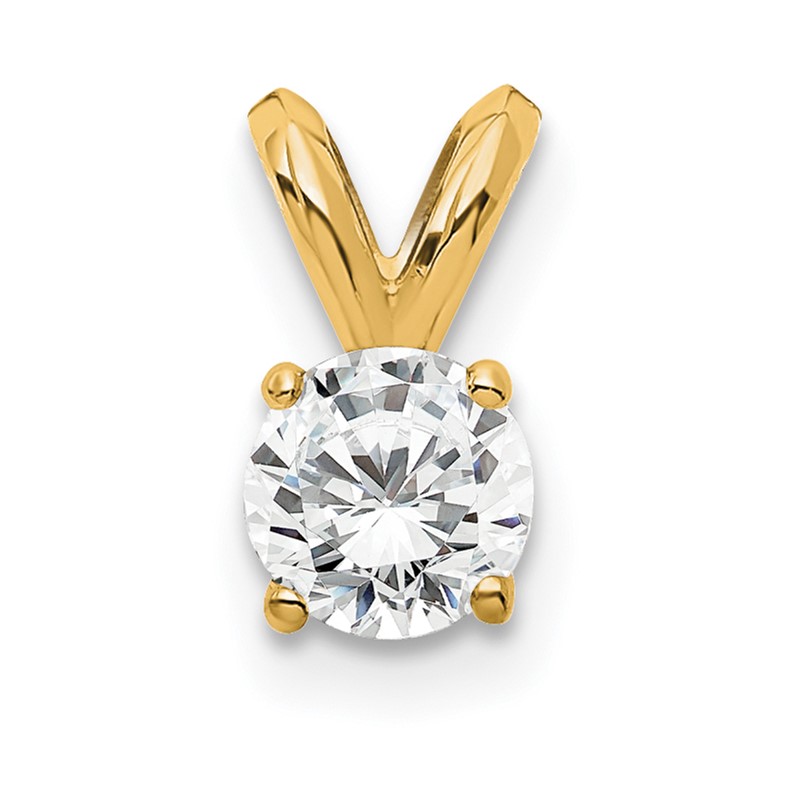14k 1/4 carat Lab Grown Diamond VS+ F+ Round Complete Four Prong Solitaire Pendant