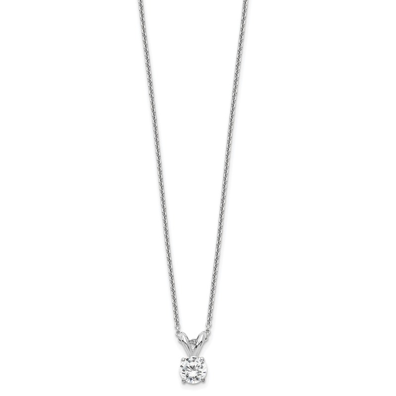 14k White Gold 1/4 carat Lab Grown Diamond VS+ F+ Round Complete Four Prong 18 inch Solitaire Pendant Necklace