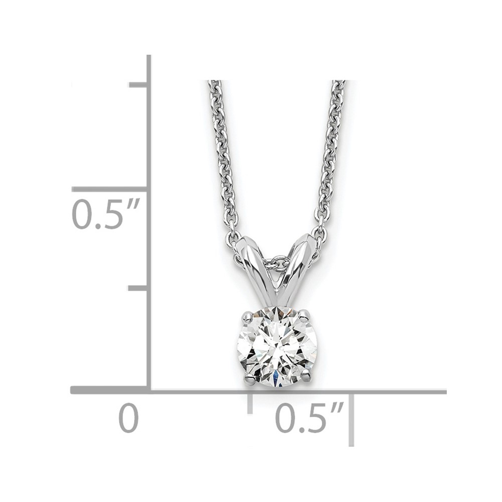 14k White Gold 1/4 carat Lab Grown Diamond VS/SI+ G+ Round Complete Four Prong 18 inch Solitaire Pendant Necklace (PM4396-025-WLG-18)
