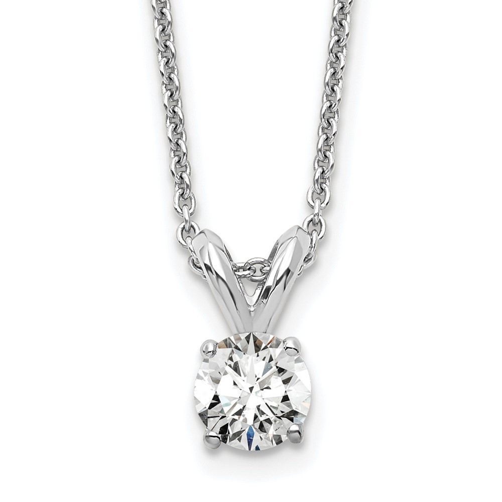 14kw 1/4ct. Round Lab Grown Diamond SI1/SI2, J, Solitaire Necklace