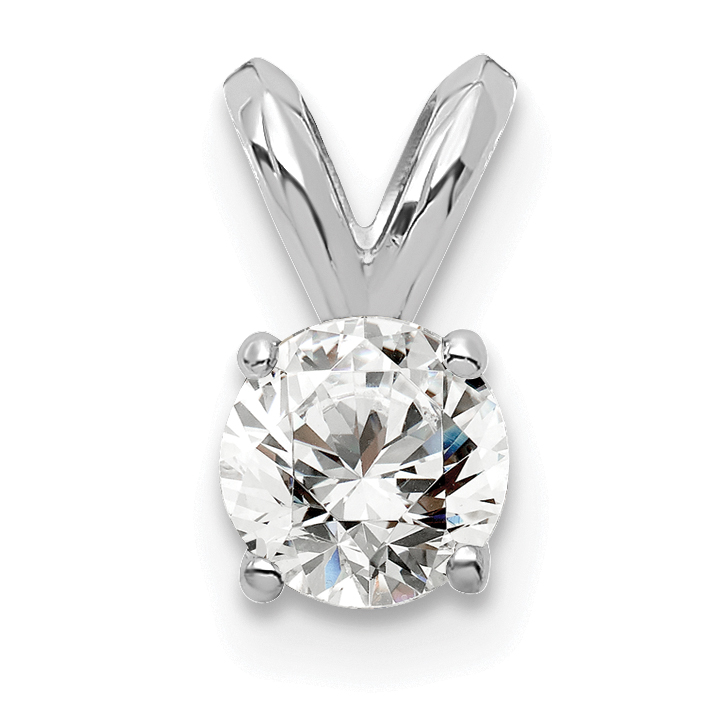 14k White Gold 1/4 carat Lab Grown Diamond VS/SI+ G+ Round Complete Four Prong Solitaire Pendant (PM4396-025-WLG)
