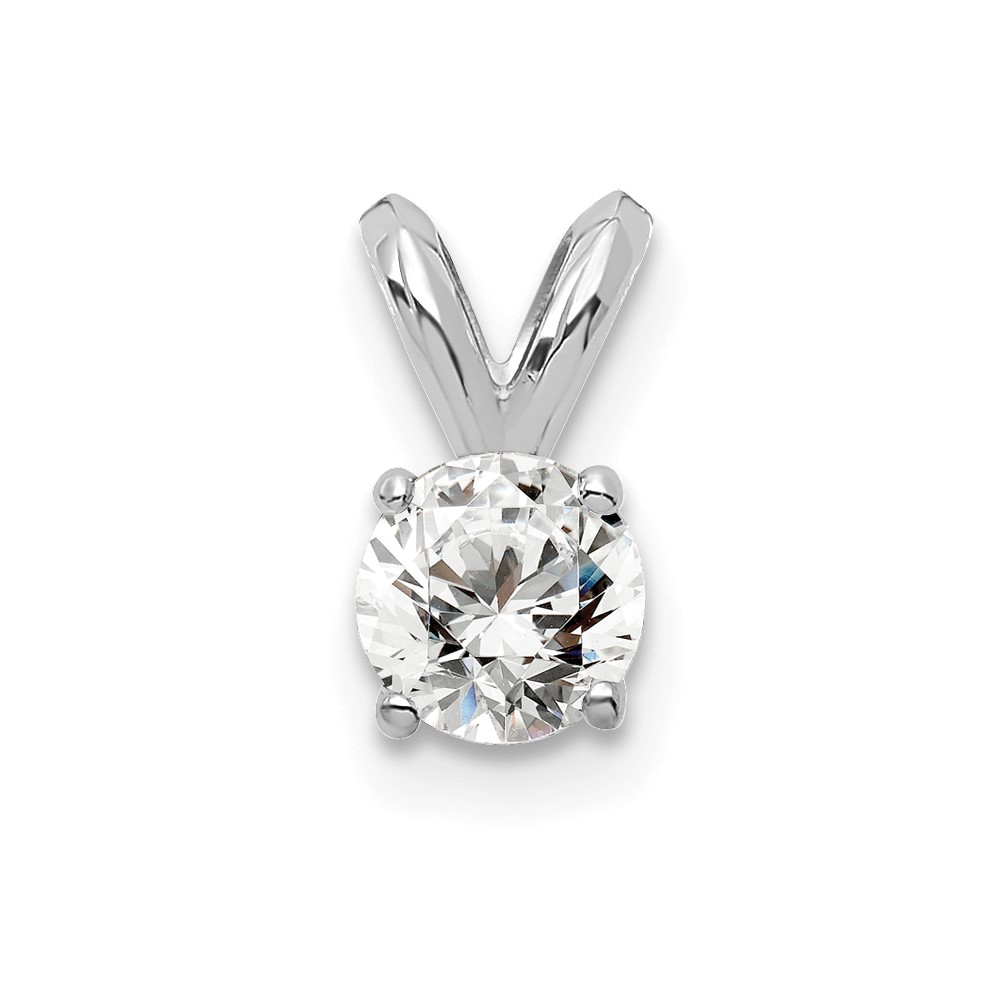 14K White Gold 0.25 Carat Lab Grown Diamond VS SI+ G+ Round Complete Four Prong Solitaire Pendant